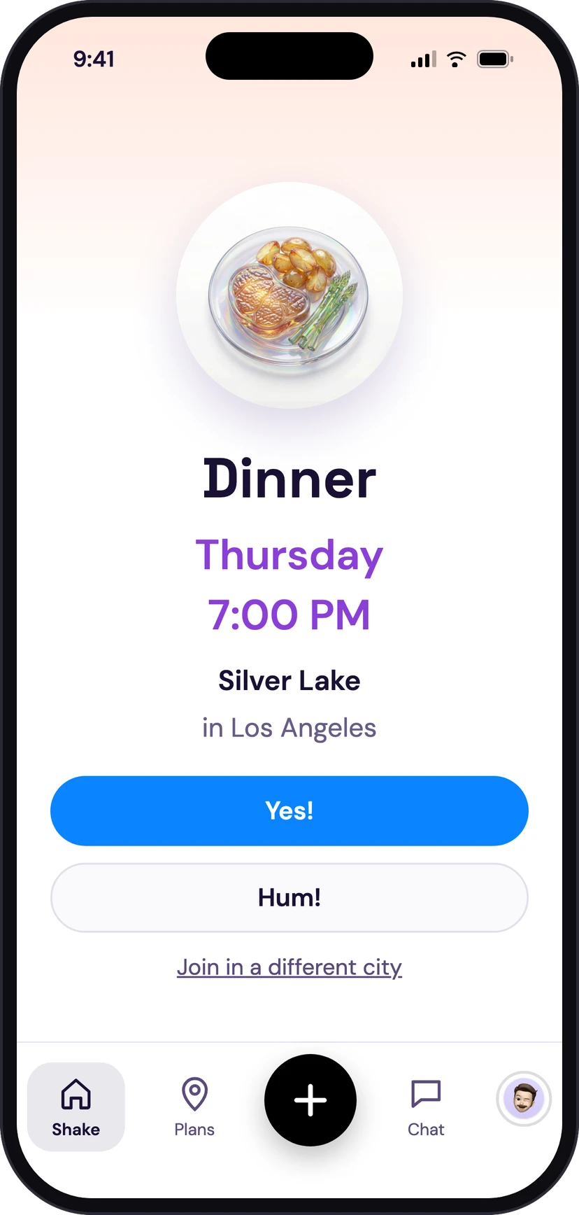 Join Thursday dinner in Los Angeles in the SHAKE app