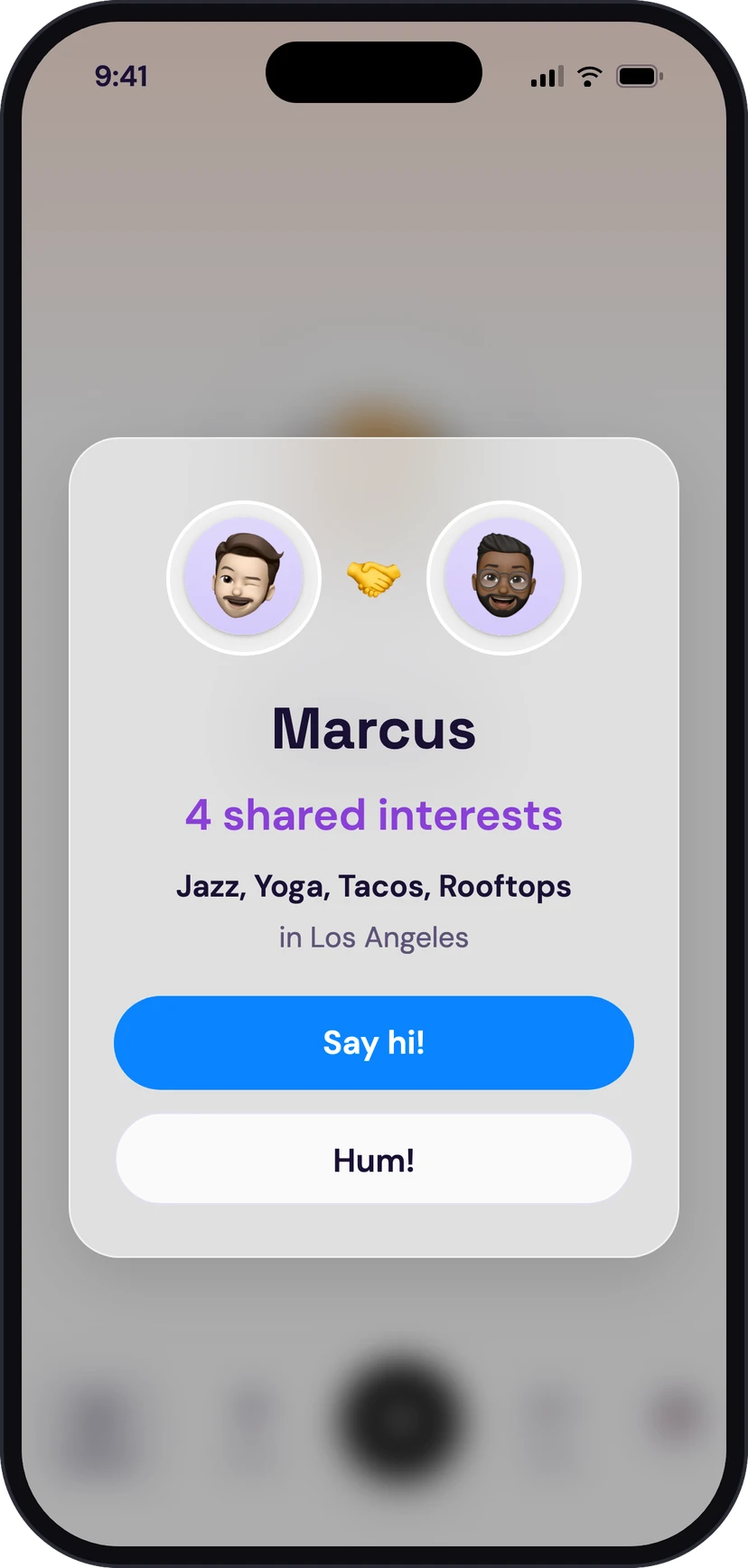 Shake to match with someone who shares your interests